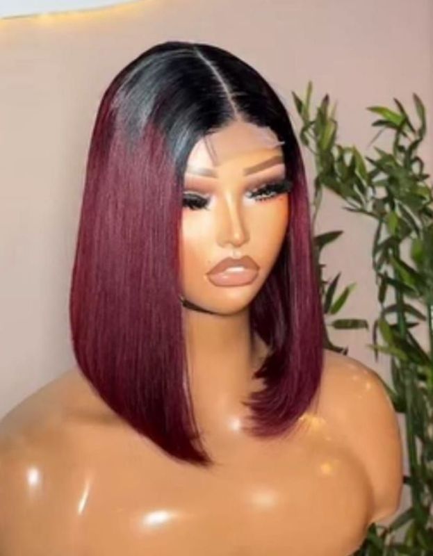 Peluca roja frontal 2*6 ,14 pulgadas