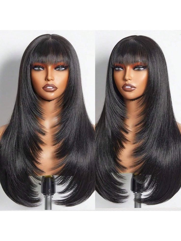 Peluca natural corte mariposa sin frontal 22 pulgadas