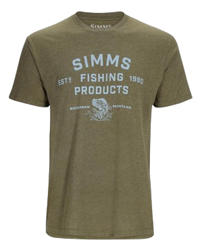 Simm's M's Stacked Logo Bass T-Shirt -Military Heather