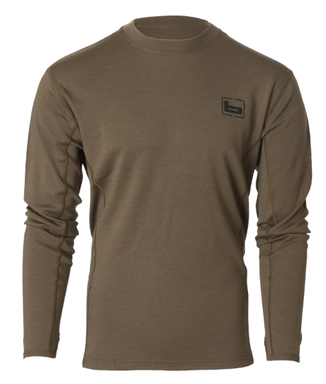 Banded BASE Wool Crew Top L/S-Md Wt-Chocolate