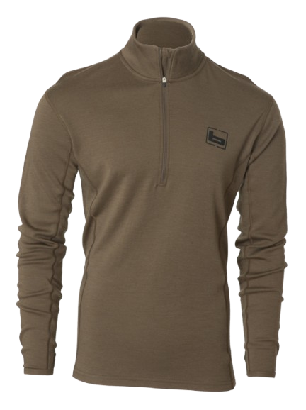 Banded BASE Wool 1/4 Zip Pullover-Md Wt-Chocolate
