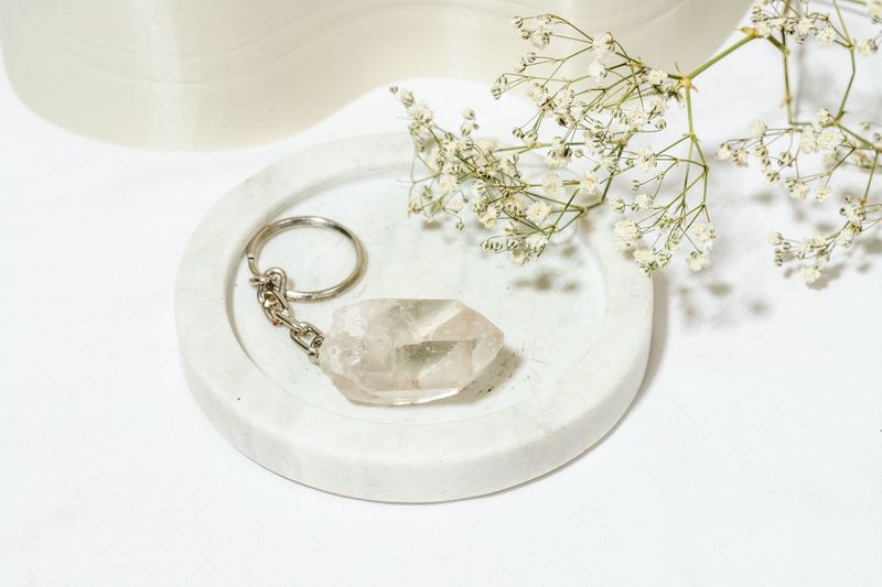 Clear Quartz Point Key Ring