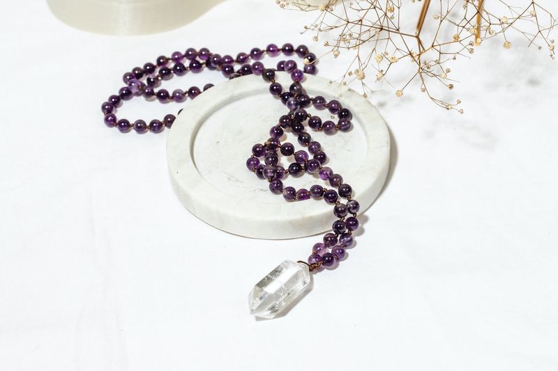 Amethyst &amp; Quartz Mala Beads