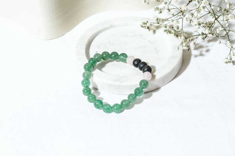 Aventurine, Rose Quartz &amp; Lava Diffuser Bracelet