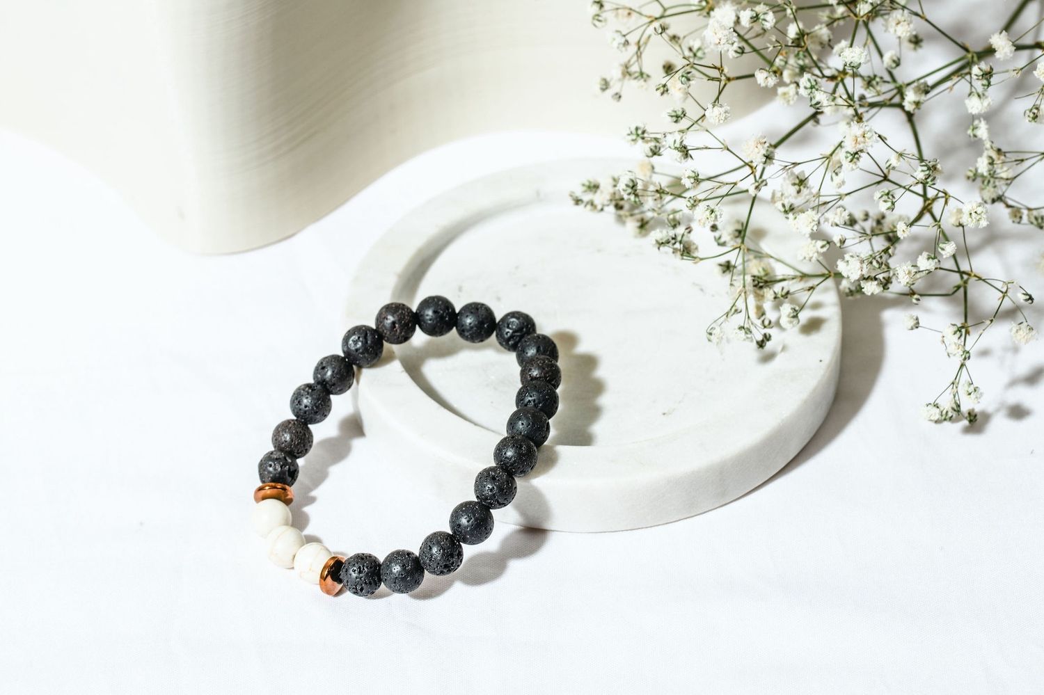 Howlite &amp; Lava Diffuser Bracelet