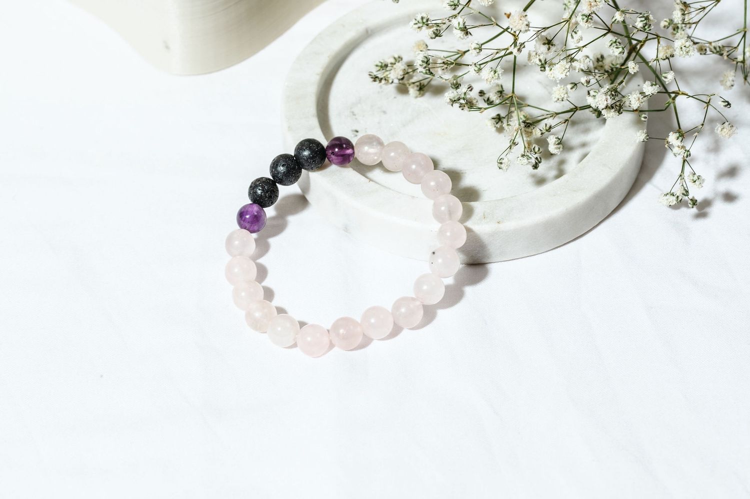 Rose Quartz &amp; Amethyst Diffuser Bracelet