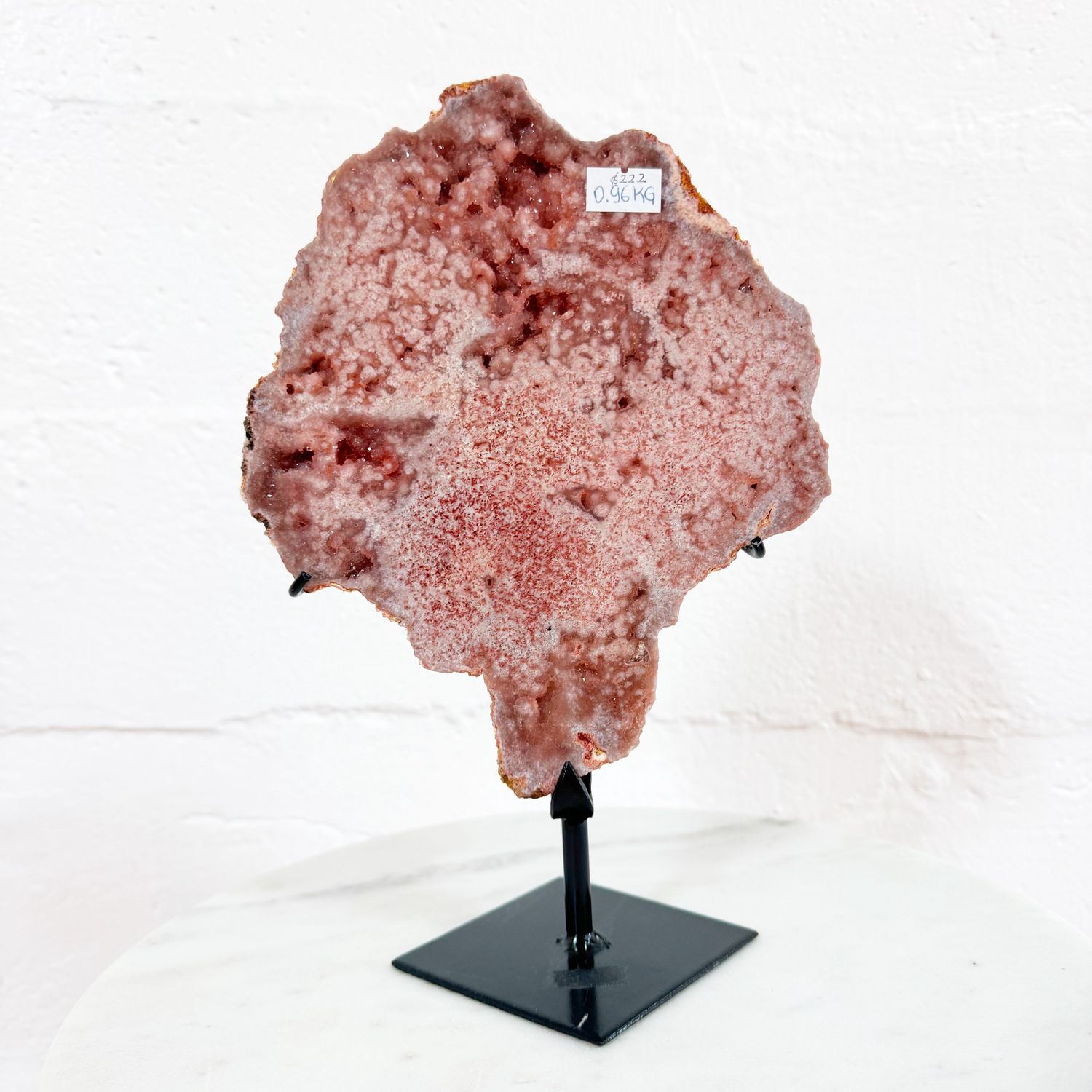 Pink Amethyst Slab on Stand, Colour: Rosy Pink Amethyst