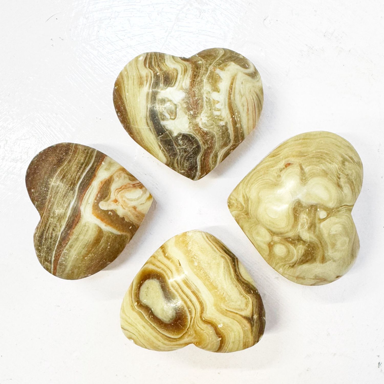 Amber calcite heart