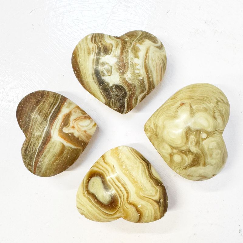 Amber calcite heart