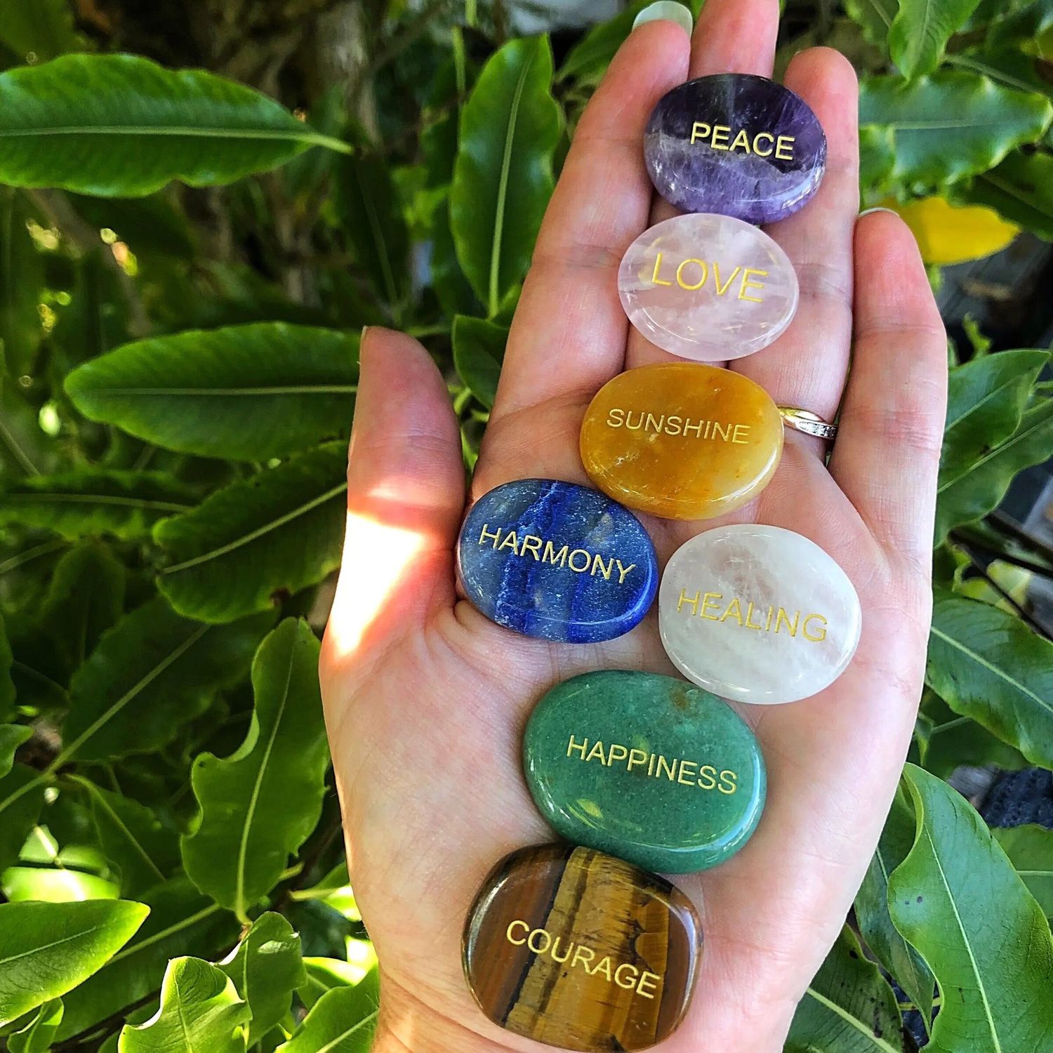 Engraved Flat Stones of Happiness