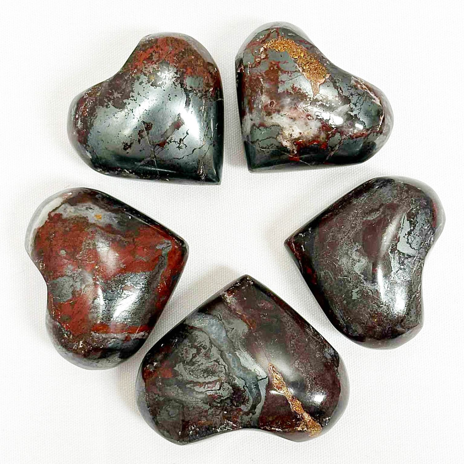 Red Jasper in Hematite Heart