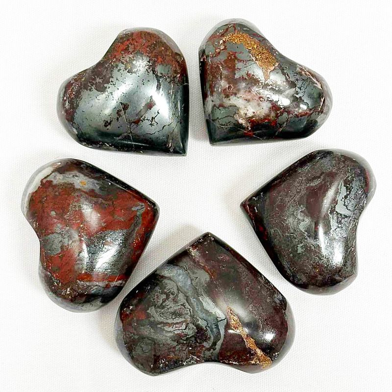 Red Jasper in Hematite Heart