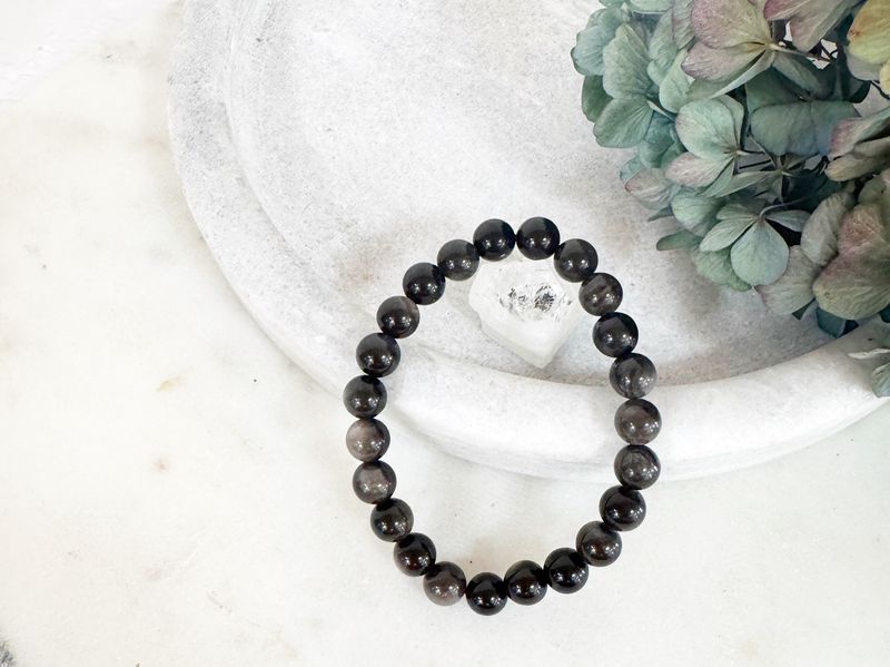 Silver Sheen Obsidian 8mm Bracelet