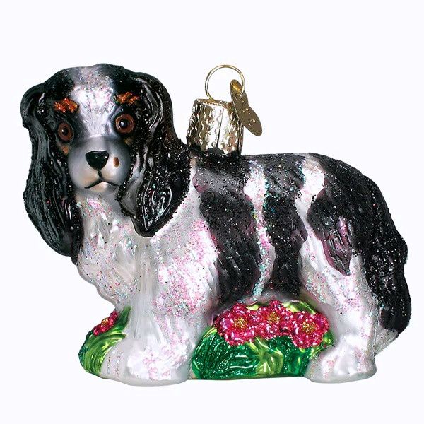 Black/White King Charles Spaniel Ornament
