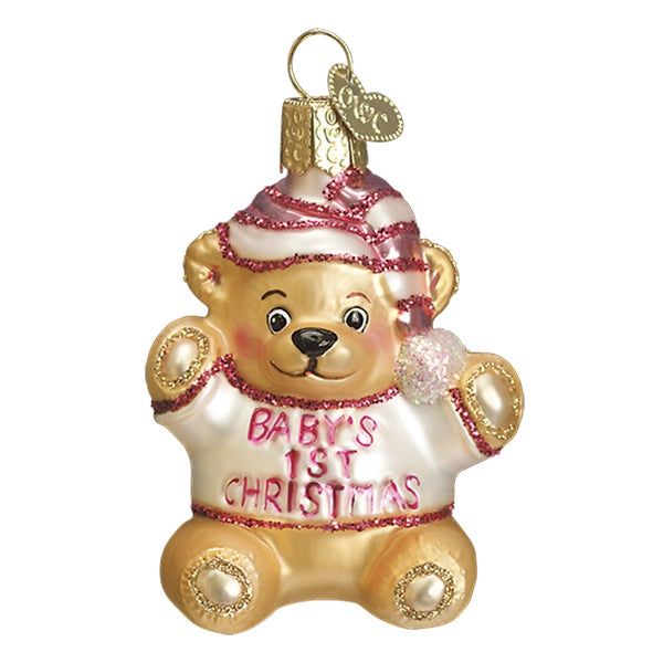 Baby Girl's First Teddy Ornament
