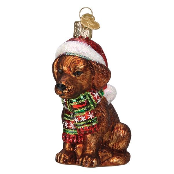 Holiday Chocolate Labrador Pup Ornament