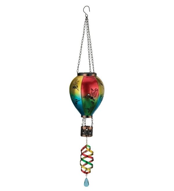 Metal Hot Air Balloon Spinner Hummingbird