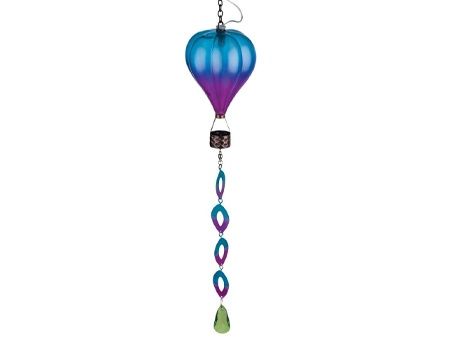 Mini Hot Air Balloon Solar Spinner Blue/Purple