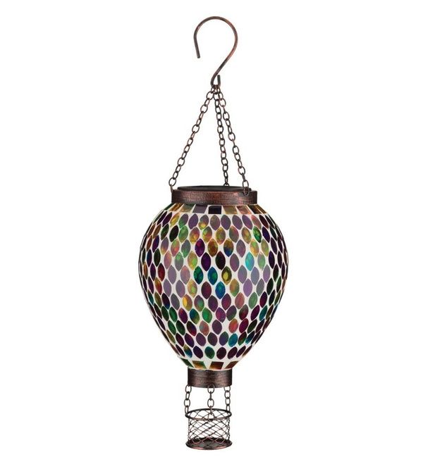 Mosaic Hot Air Balloon Solar Lantern Multi
