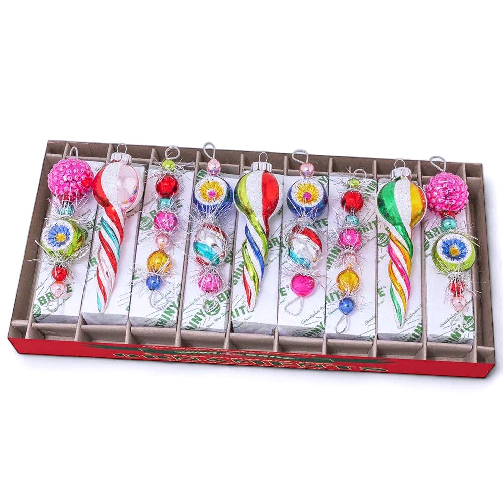 Christmas Confetti 9 Count 4" Shape Icicles Styles Assorted