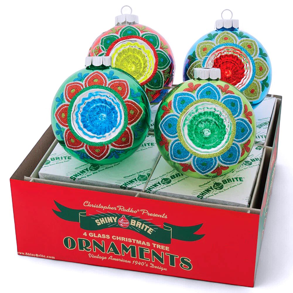 Holiday Splendor - 4" - Rounds w/Reflector - 4 Count Styles Assorted