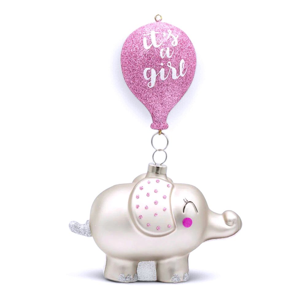 It's A Girl Elephant Ornament