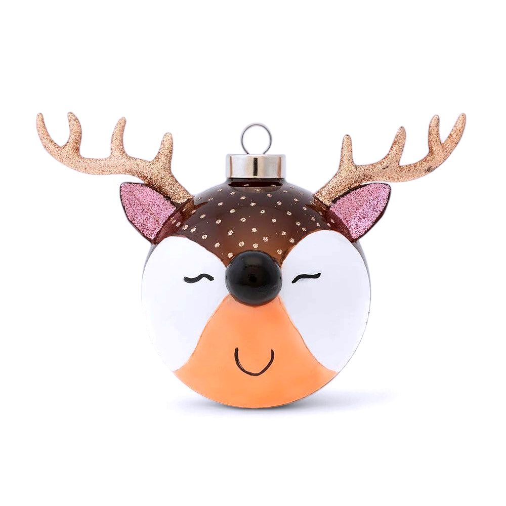 Happy Reindeer Round Ornament