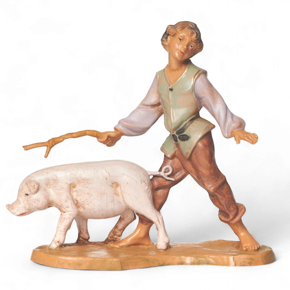 Clement Boy With Pig Fontanini 5" Scale