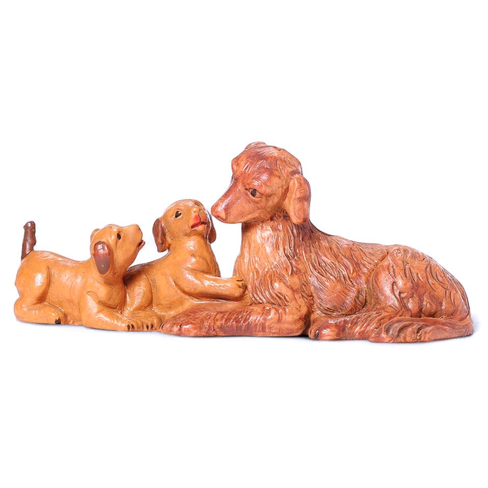 Dog Family W/ Story Card Fontanini 5" Scale