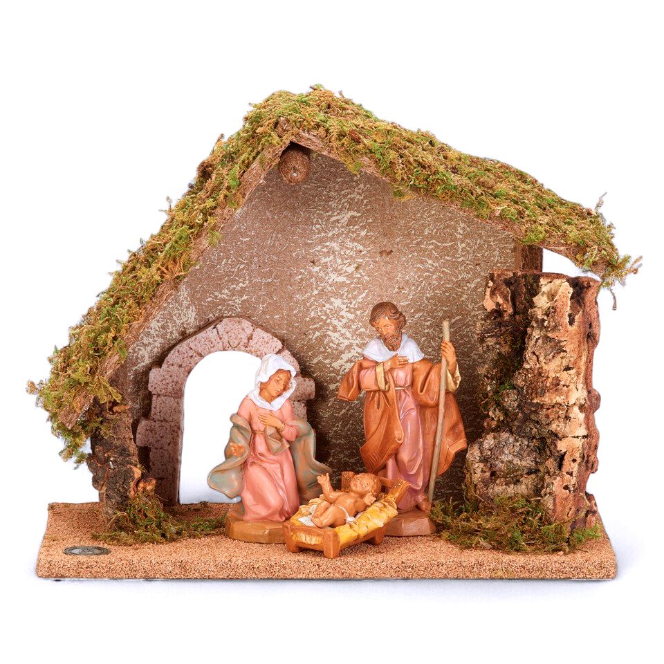 Starter Stable with 3 Piece Holy Family - Fontanini 5" Scale