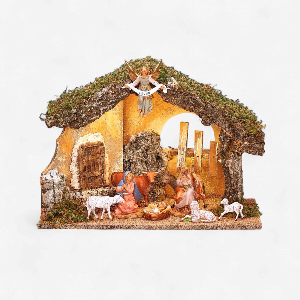 Nativity Set 9 Pc w/Stable LED USB Fontanini 5" Scale