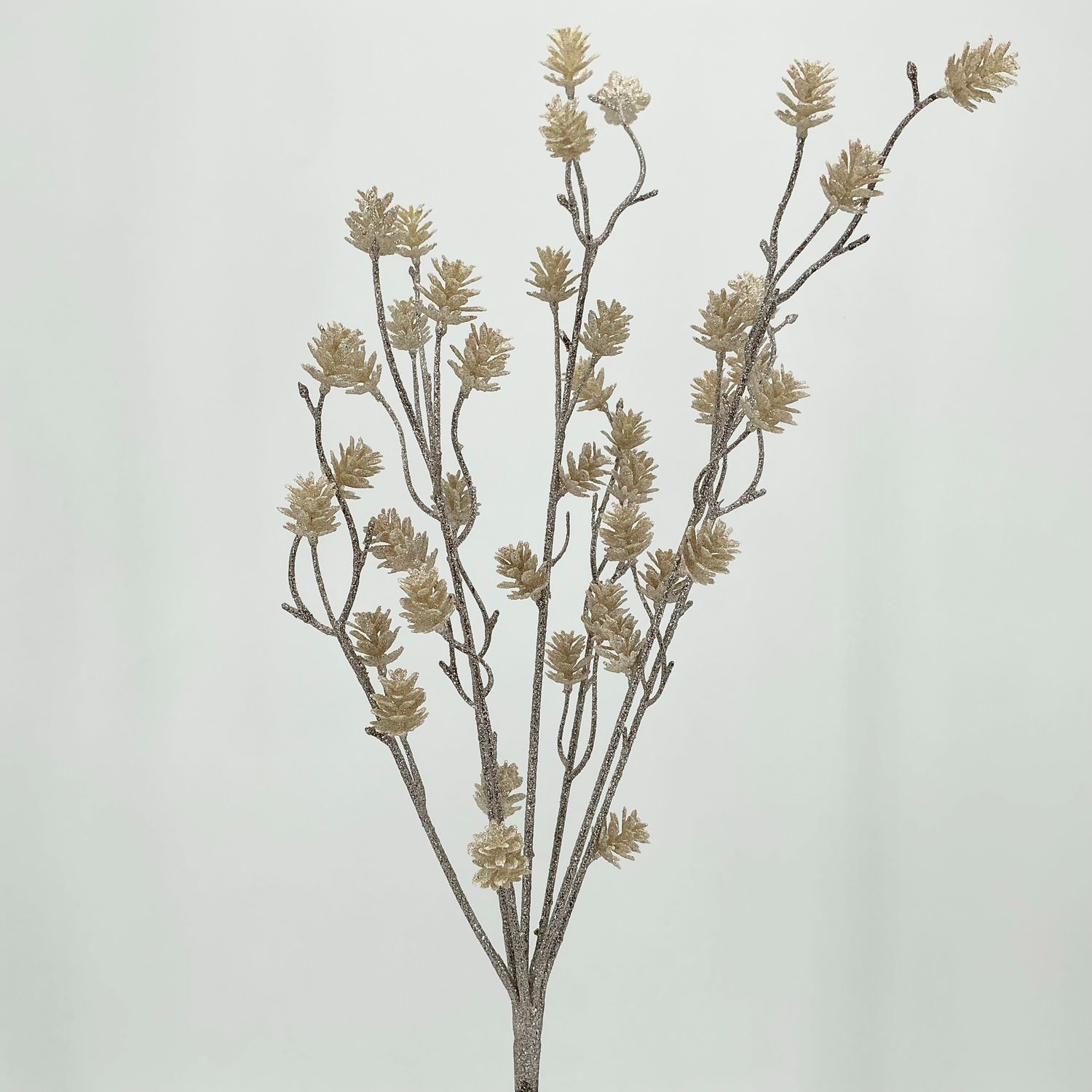 Outdoor Glitter Pine Cone Bush 24" - White