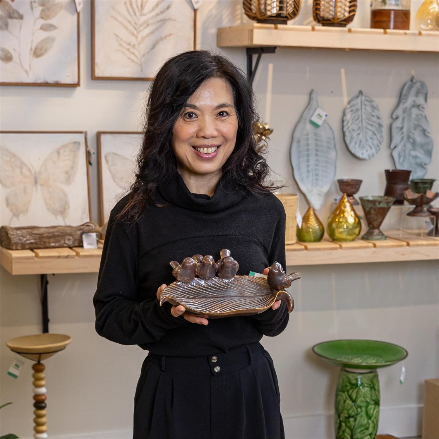Leaf Tray w/ Birds 11"