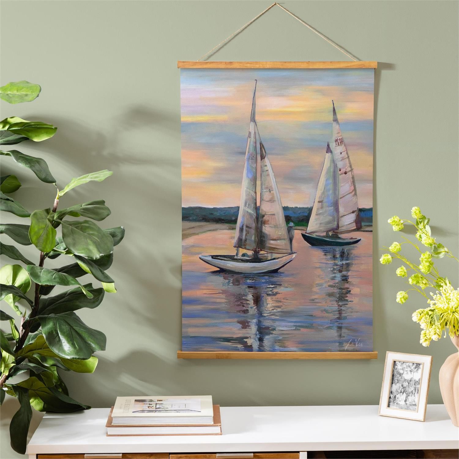 Sailboats Canvas Tapestry 36" X 24"