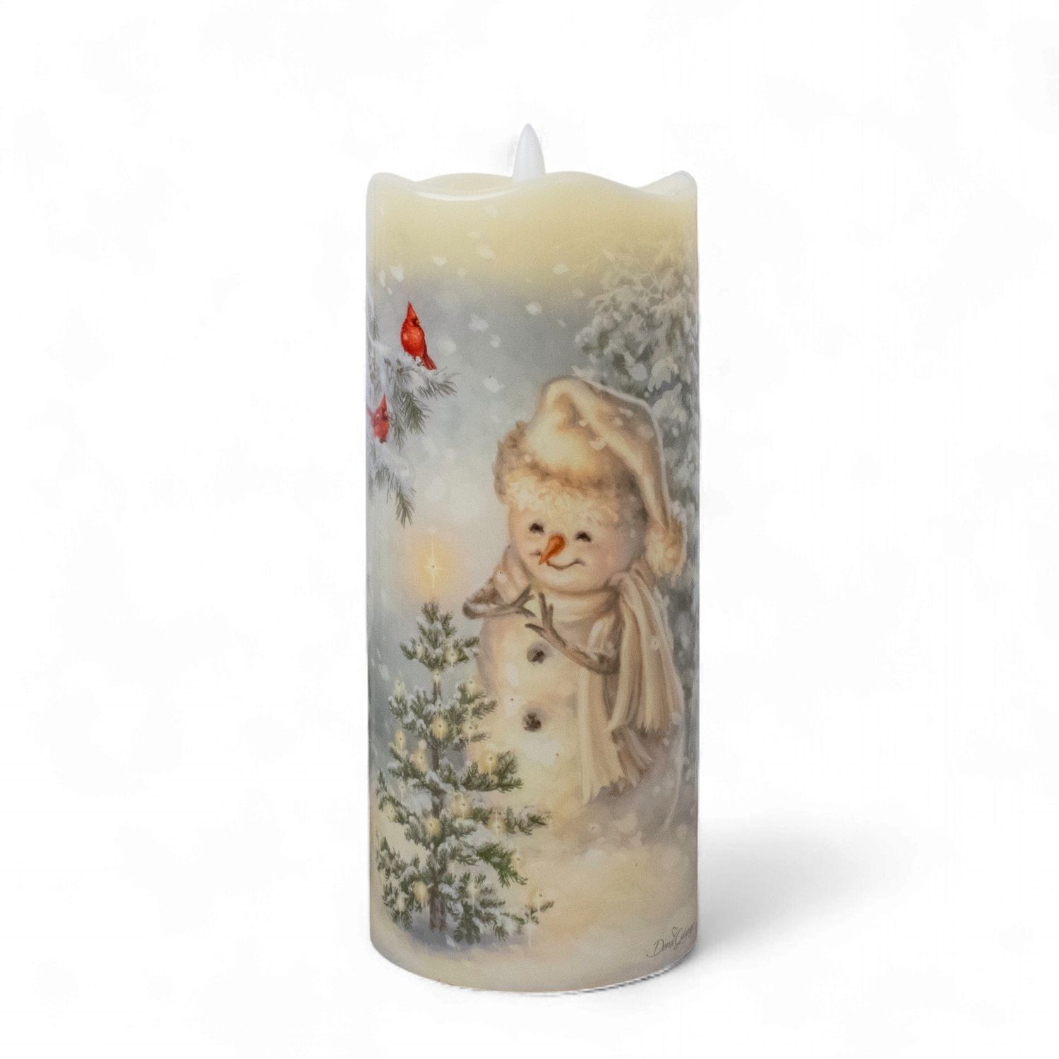 Fiber Optic Candle Silent Night Snowman