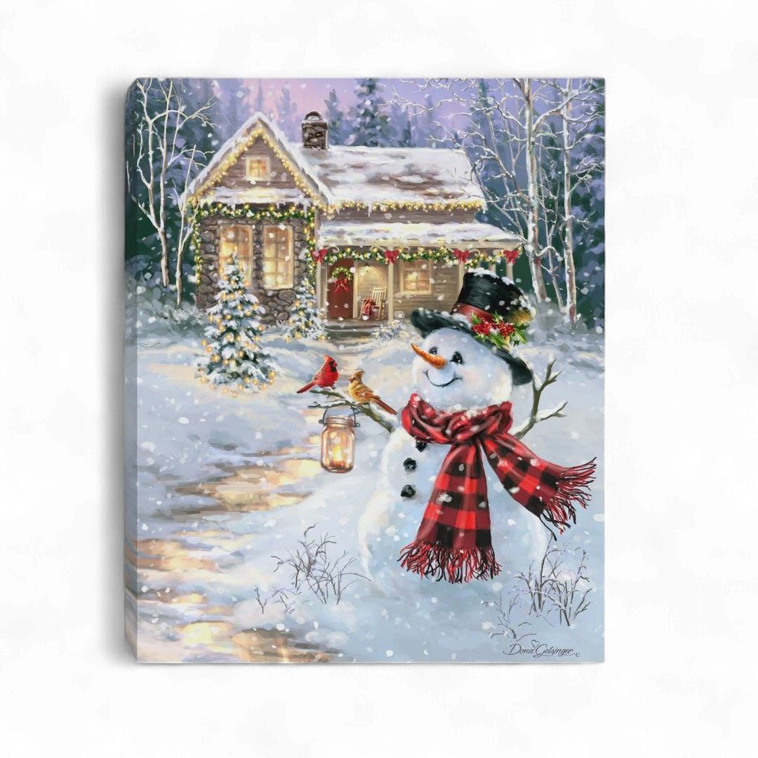 Lighted Canvas 16" X 20" - Cottage In The Snow