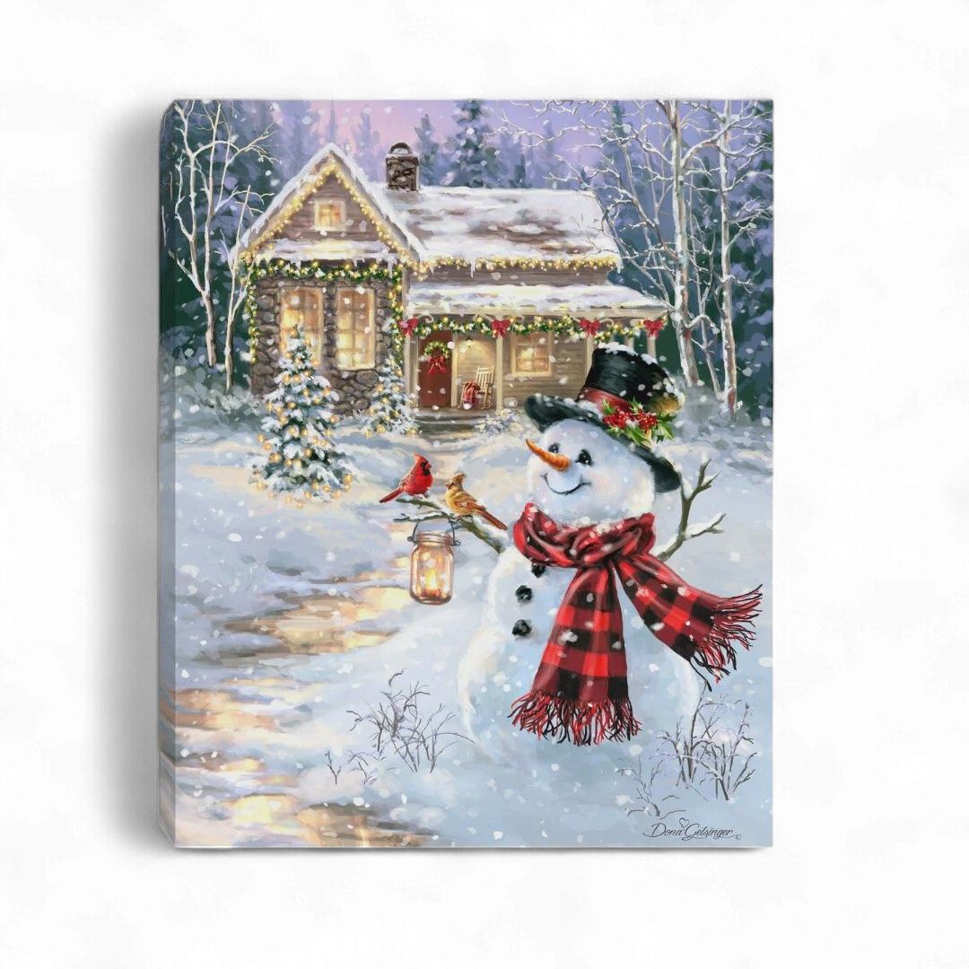 Canvas Wall Art 24" X 36" - Cottage In The Snow