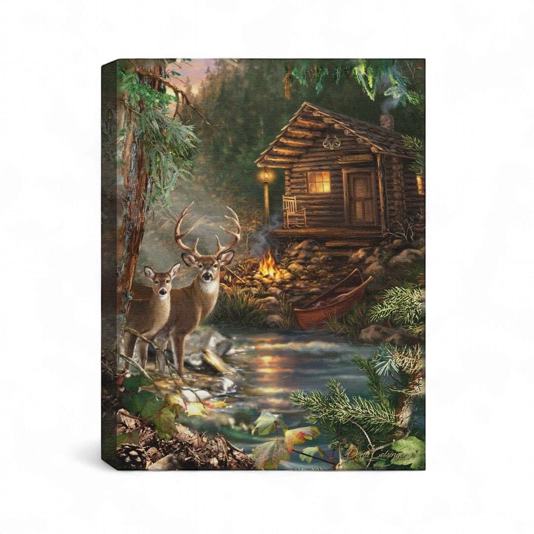 Mini Lighted Canvas 8" X 6" - Deer Creek
