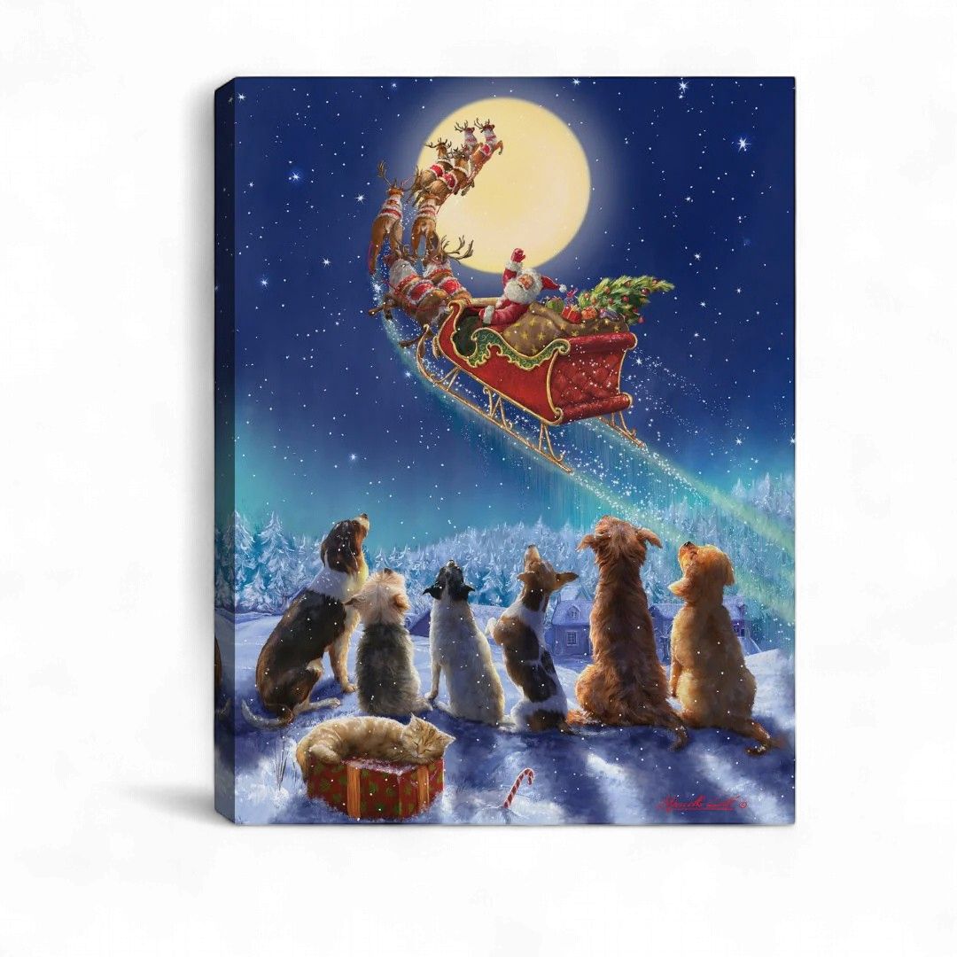 Mini Lighted Canvas 8" X 6" - Santa's Arrival