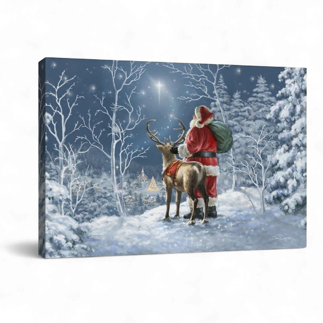 Canvas Wall Art 24" X 36" - Starry Night Santa