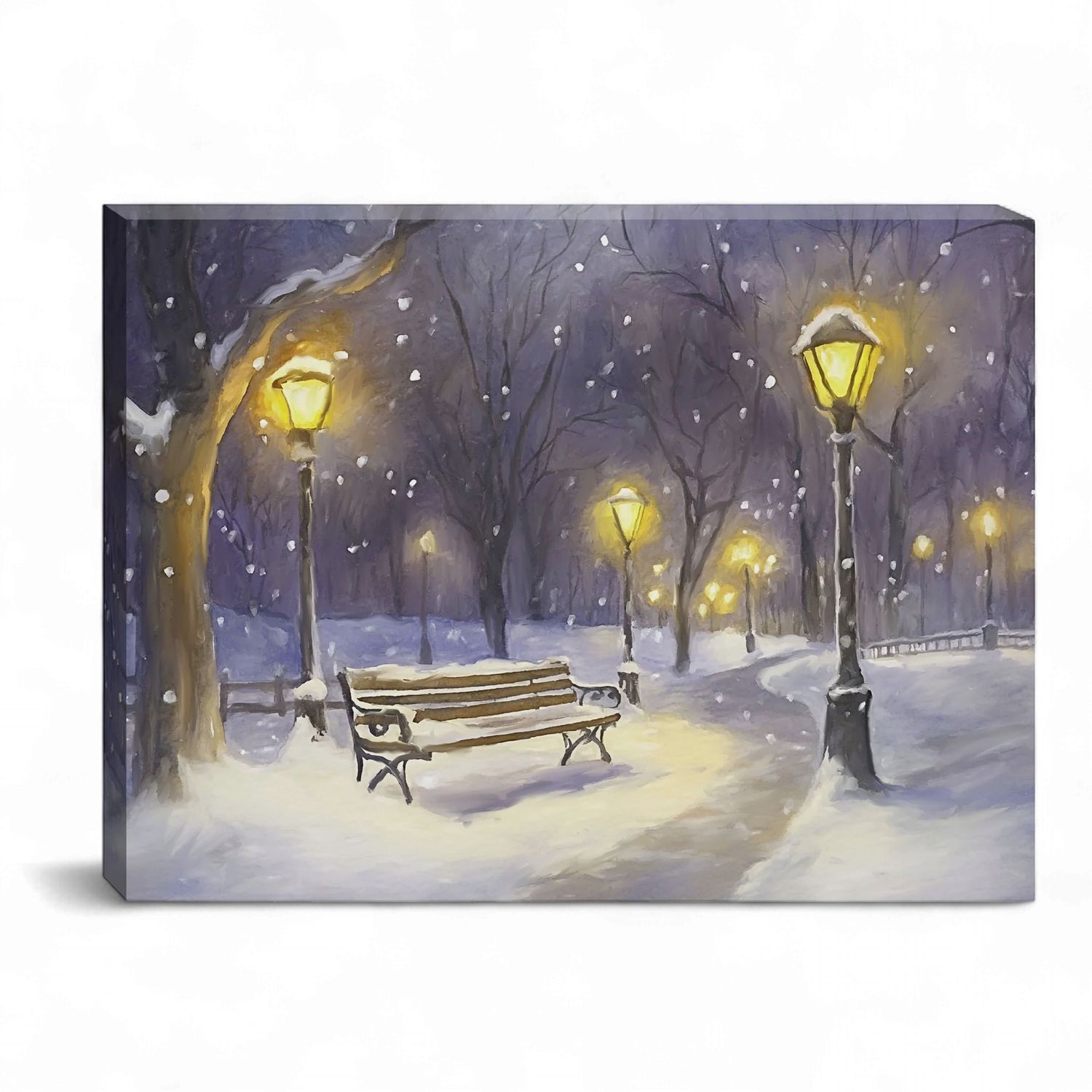 Mini Lighted Canvas 8" X 6" - Park Bench Wonderland