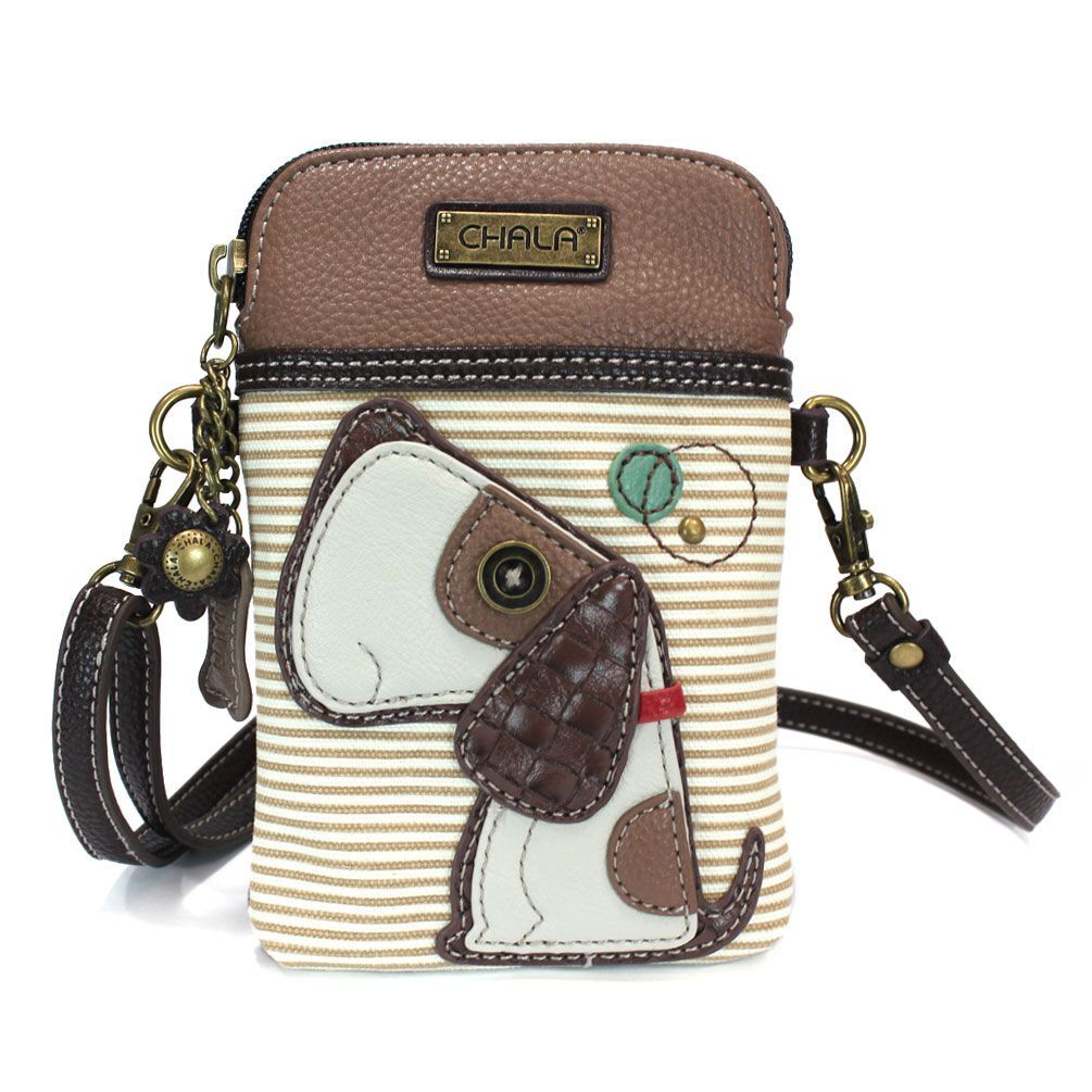 Cellphone Crossbody - Toffy Dog - Brown Stripe