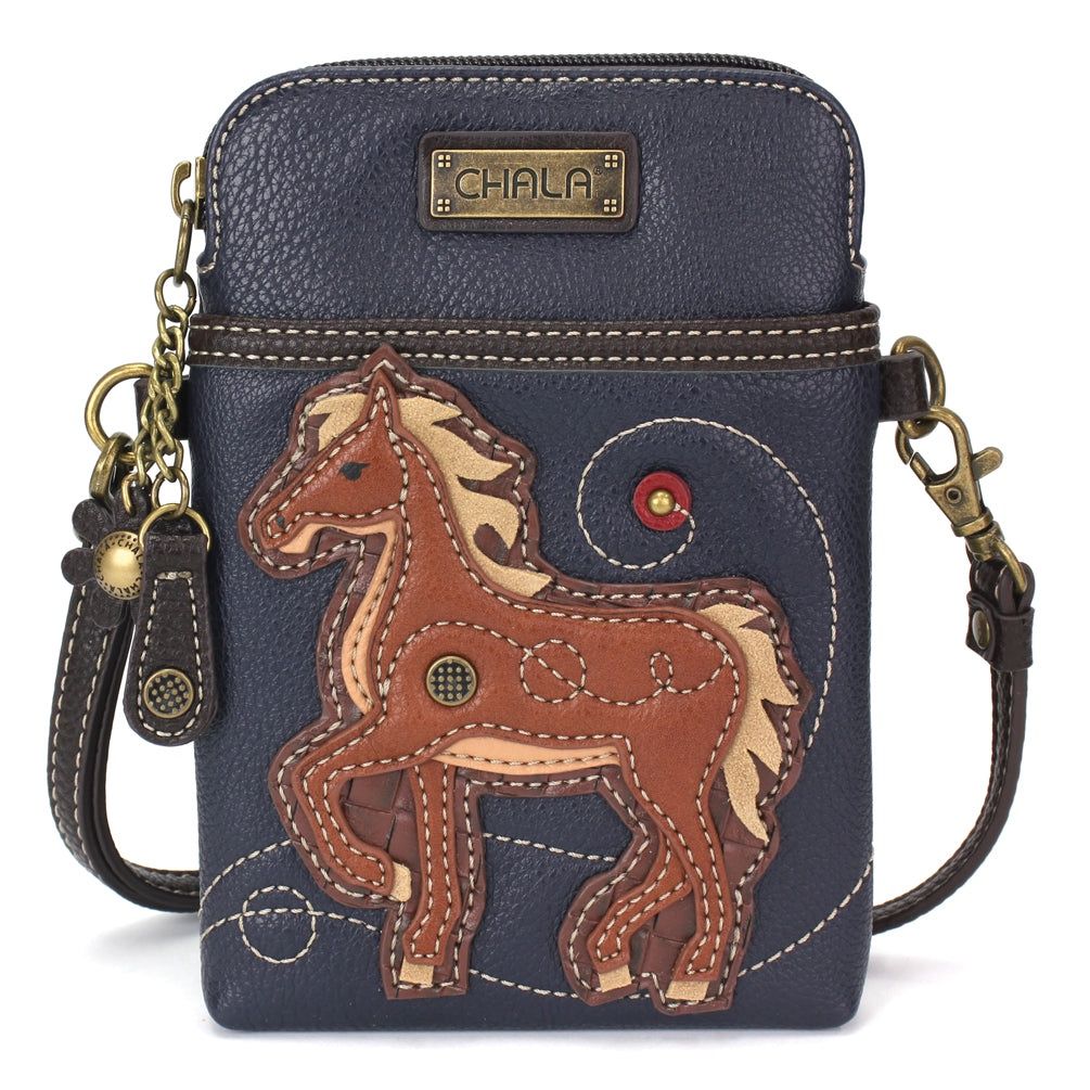 Cellphone Crossbody - Horse B - Navy