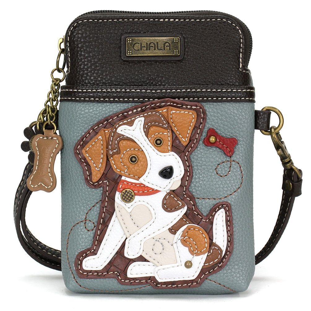 Cellphone Crossbody - Jack Russell - Blue Gray