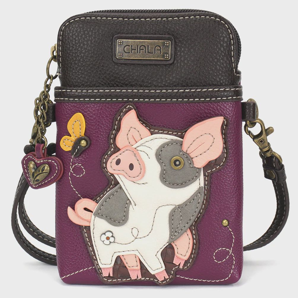 Cellphone Crossbody - Spotted Pig  - Pink/Purple