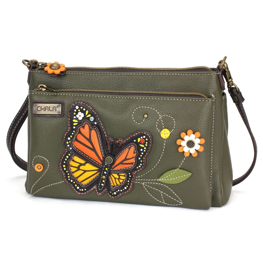 Deluxe Crossbody - Monarch Butterfly  - Olive