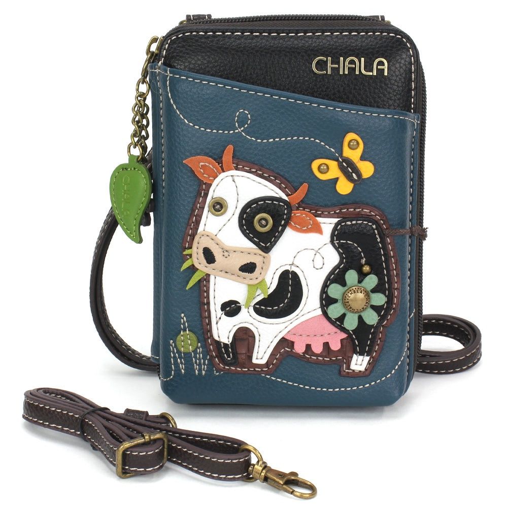 Wallet Crossbody - Cow  - Blue
