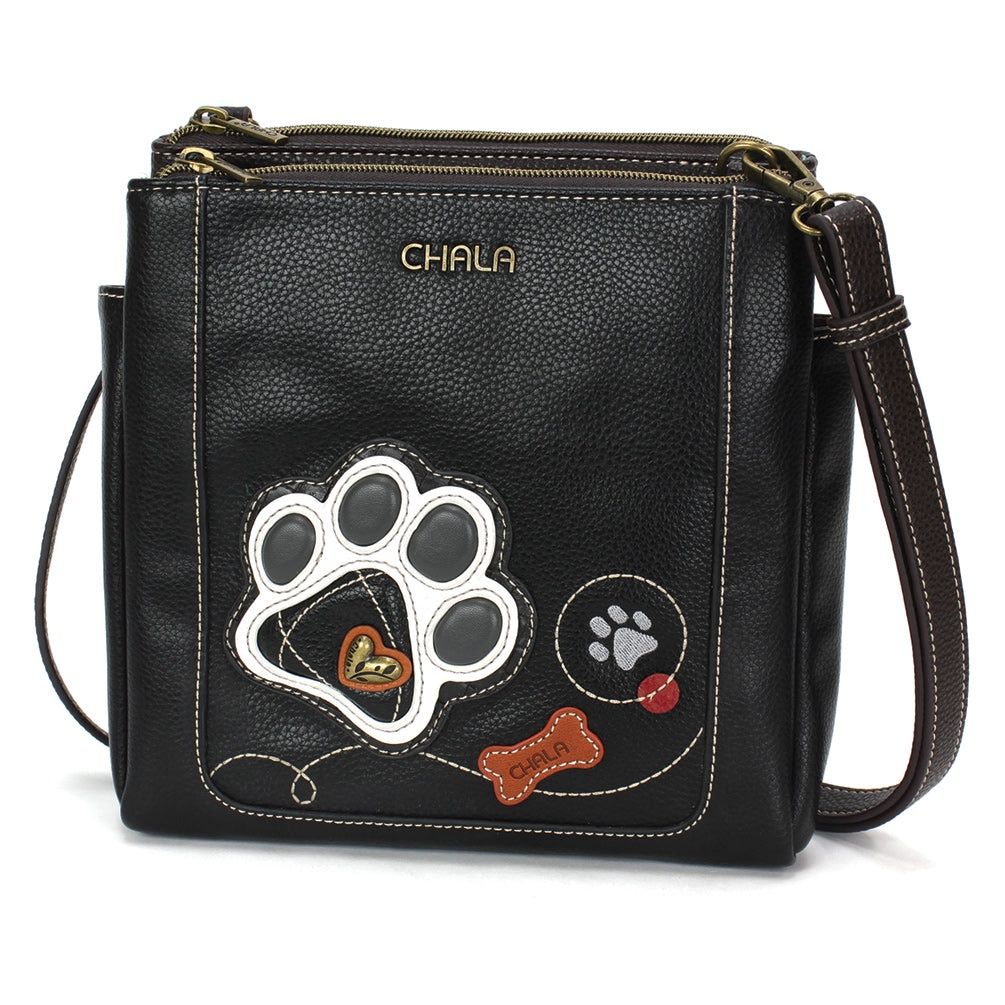 Merry Messenger Bag - Paw Print  - Black