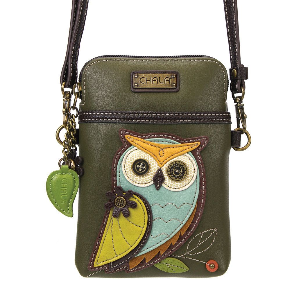 Cellphone Crossbody - Owl A  - Olive