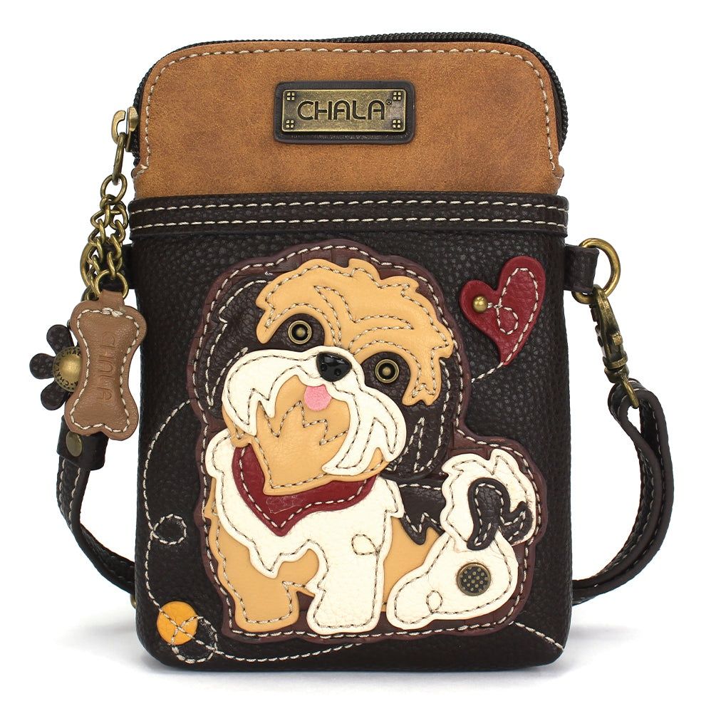 Cellphone Crossbody - Shih Tzu - Brown Dark